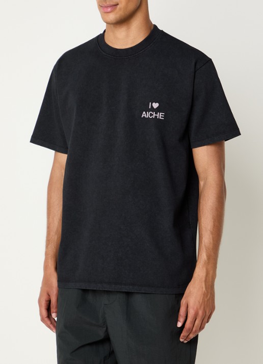 Aiche I Love Aiche T-shirt met logo- en backprint - achterkant 4 zwart