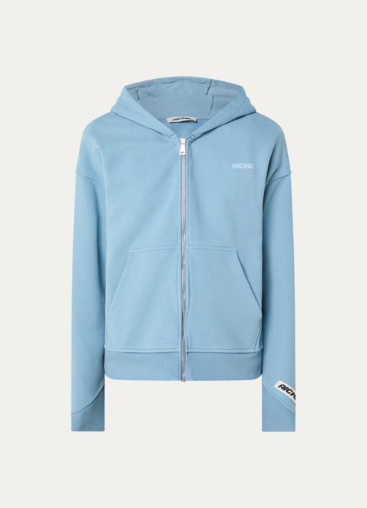 Aiche Sweatvest met logo - voorkant lichtblauw