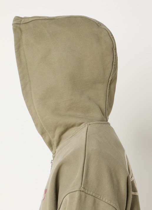 Aiche Sweatvest met steekzakken - detail 4 legergroen