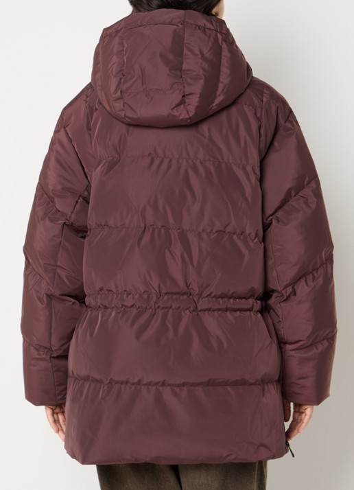 Airforce Ada puffer jas met capuchon en trekkoord - achterkant chocoladebruin