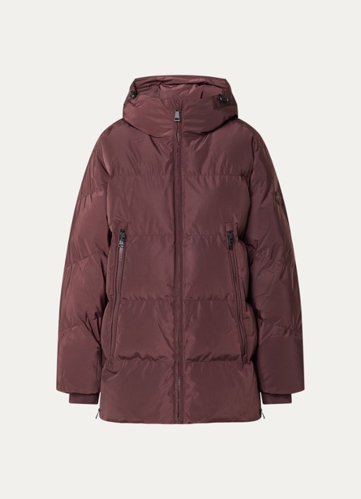 Airforce Ada puffer jas met capuchon en trekkoord - voorkant 2 chocoladebruin