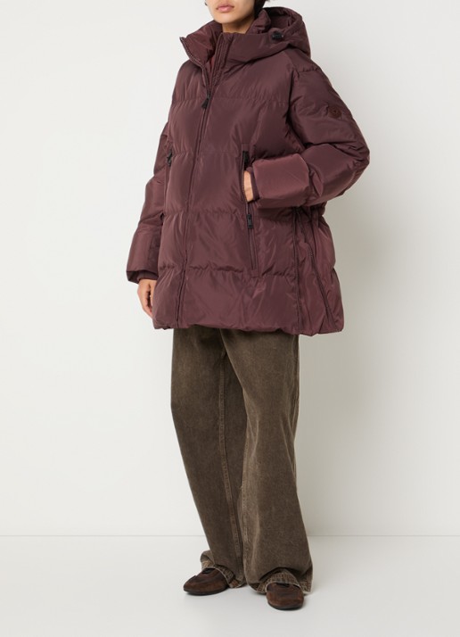 Airforce Ada puffer jas met capuchon en trekkoord - voorkant 3 chocoladebruin