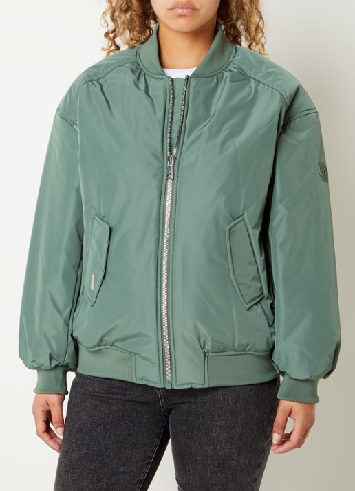 Airforce Bobby bomberjack met logo - detail legergroen