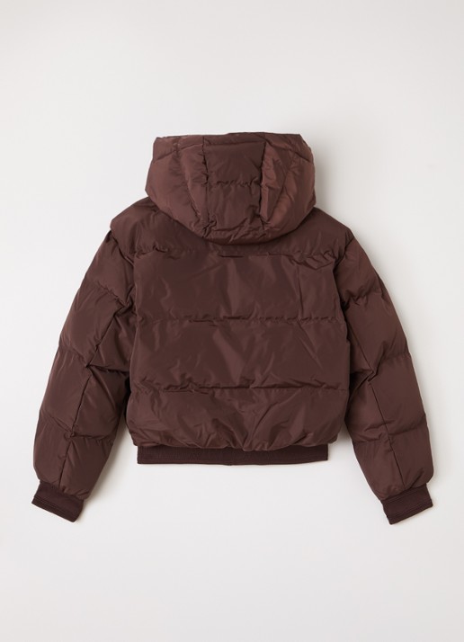 Airforce Bree puffer jack met logo met afneembare capuchon - achterkant bordeauxrood
