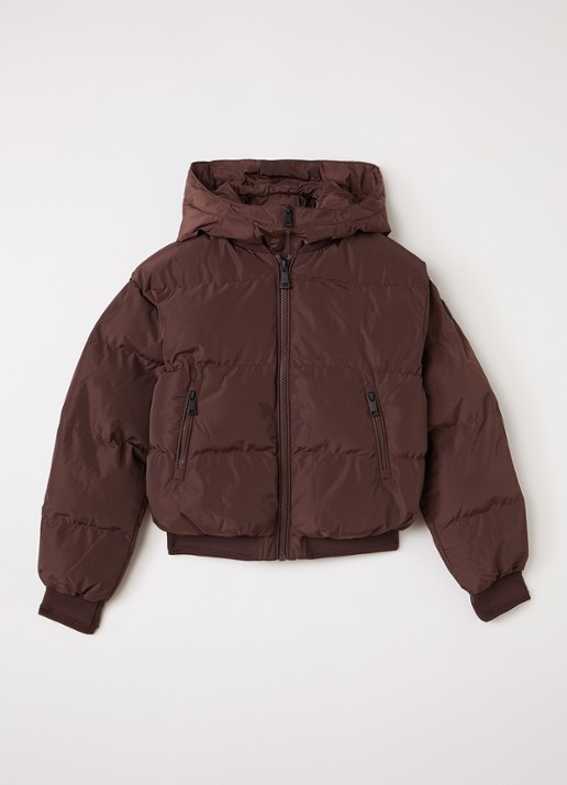 Airforce Bree puffer jack met logo met afneembare capuchon - voorkant 2 bordeauxrood
