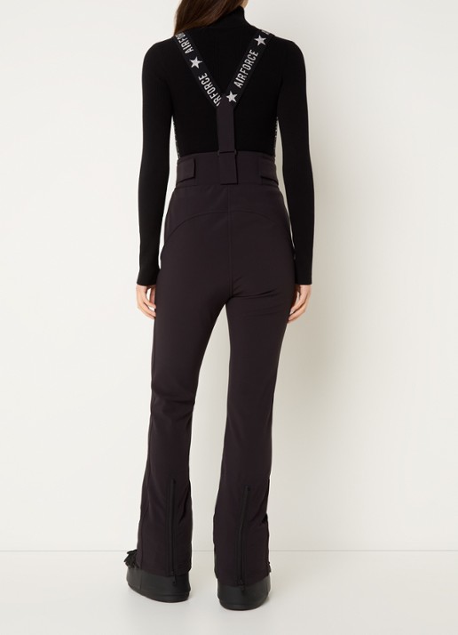 Airforce Christie high waist flared fit skibroek met afneembare bretels - achterkant 3 zwart