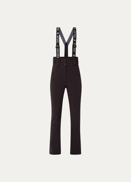Airforce Christie high waist flared fit skibroek met afneembare bretels - voorkant zwart