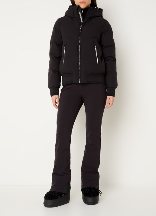 Airforce Christie high waist flared fit skibroek met afneembare bretels - voorkant 2 zwart