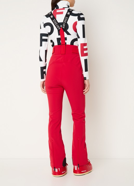 Airforce Christie high waist flared fit skibroek met afneembare bretels - achterkant 3 donkerrood