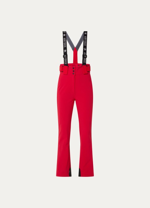 Airforce Christie high waist flared fit skibroek met afneembare bretels - voorkant donkerrood