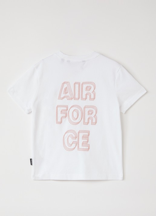 Airforce Diplopia T-shirt met logoborduring en backprint - voorkant 2 wit