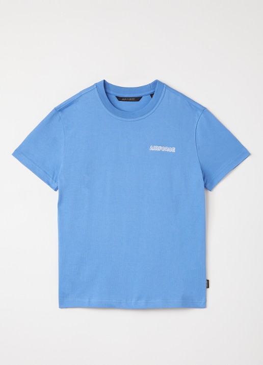 Airforce Diplopia T-shirt met logoborduring en backprint - voorkant 3 blauw
