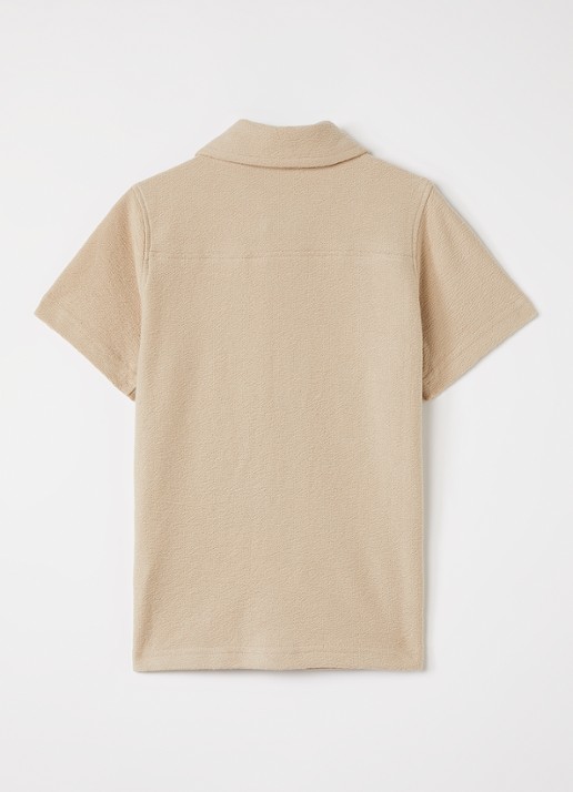 Airforce Fijngebreid overhemd van  katoen - voorkant 4 beige