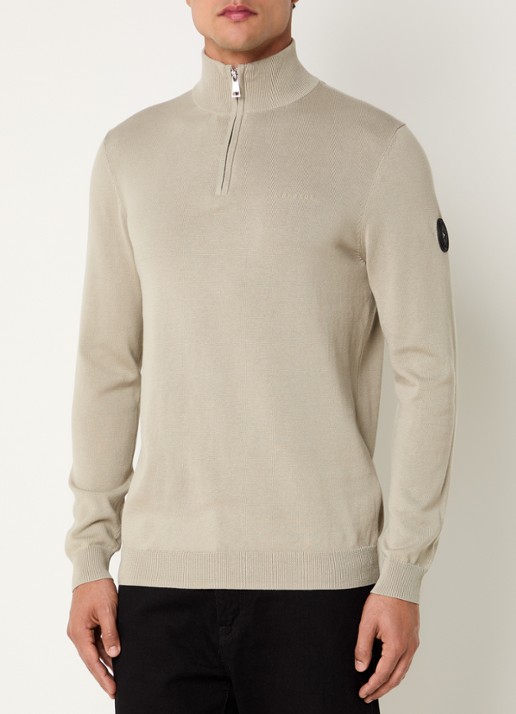 Airforce Fijngebreide pullover met halve rits en logo