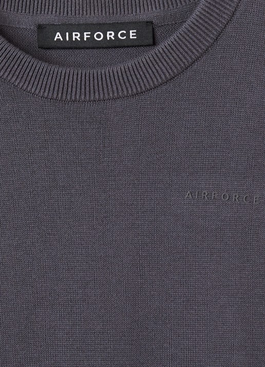 Airforce Fijngebreide pullover met logo - detail antraciet
