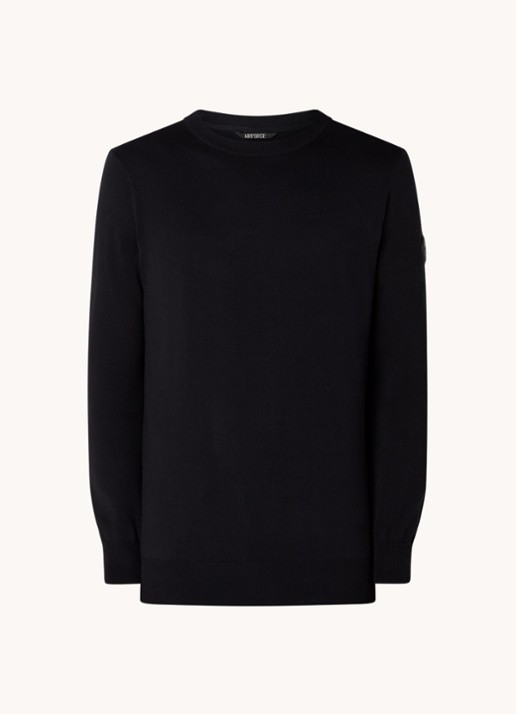 Airforce Fijngebreide pullover met ronde hals - voorkant 4 zwart