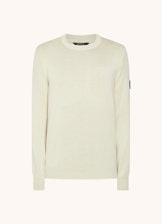 Airforce Fijngebreide pullover met ronde hals - voorkant lindegroen