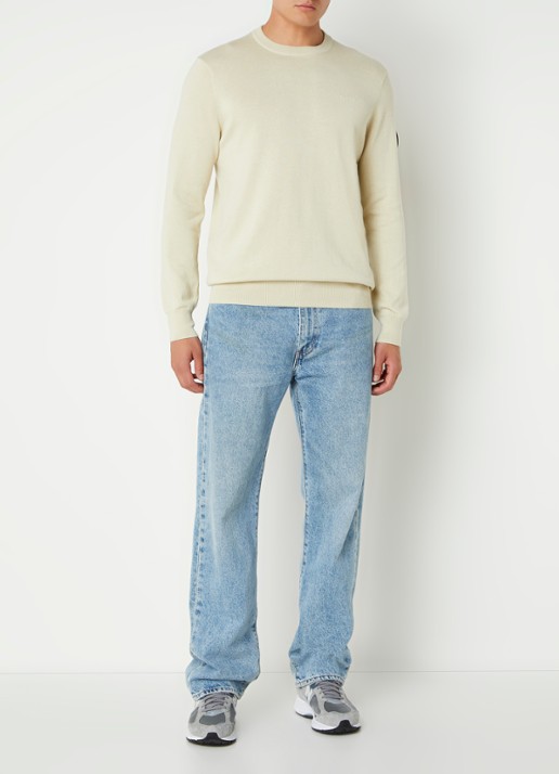 Airforce Fijngebreide pullover met ronde hals - voorkant 2 lindegroen