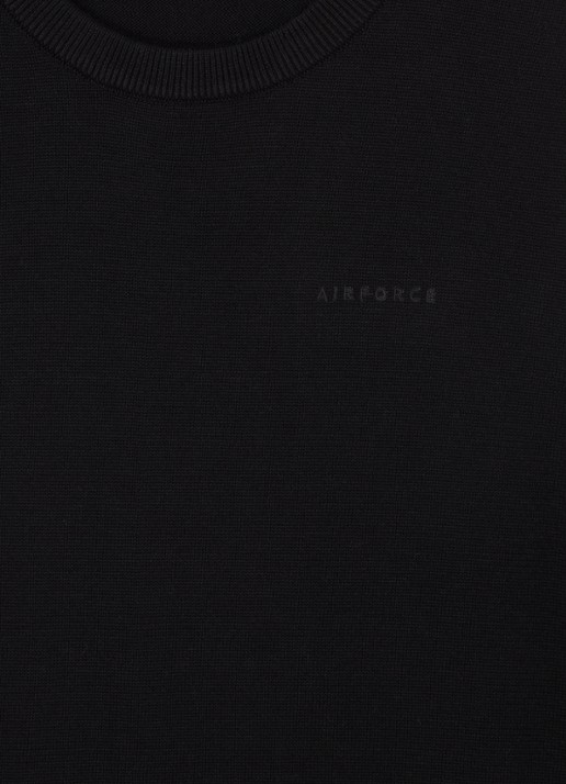 Airforce Fijngebreide pullover van  katoen - detail zwart