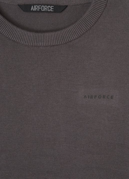 Airforce Fijngebreide pullover van  katoen - detail 3 donkergrijs