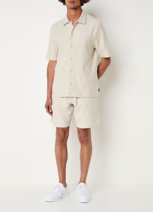 Airforce Fijngebreide regular fit overhemd van  katoen met logoborduring - voorkant 3 beige