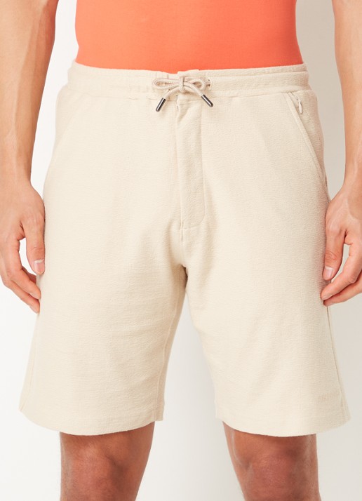 Airforce Fijngebreide straight fit korte broek van  katoen - detail 5 creme