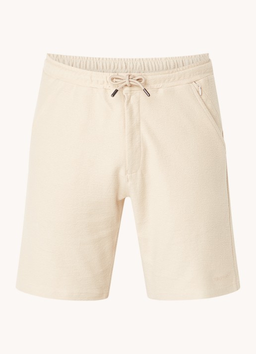 Airforce Fijngebreide straight fit korte broek van  katoen - voorkant 3 creme