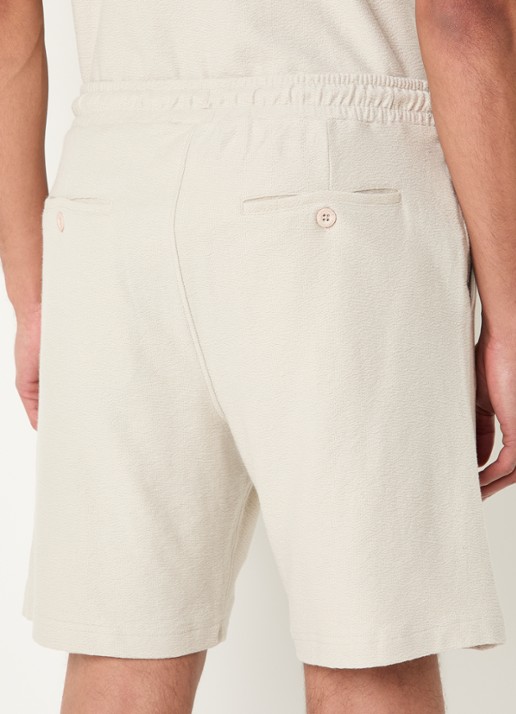 Airforce Fijngebreide straight fit korte broek van  katoen - achterkant beige
