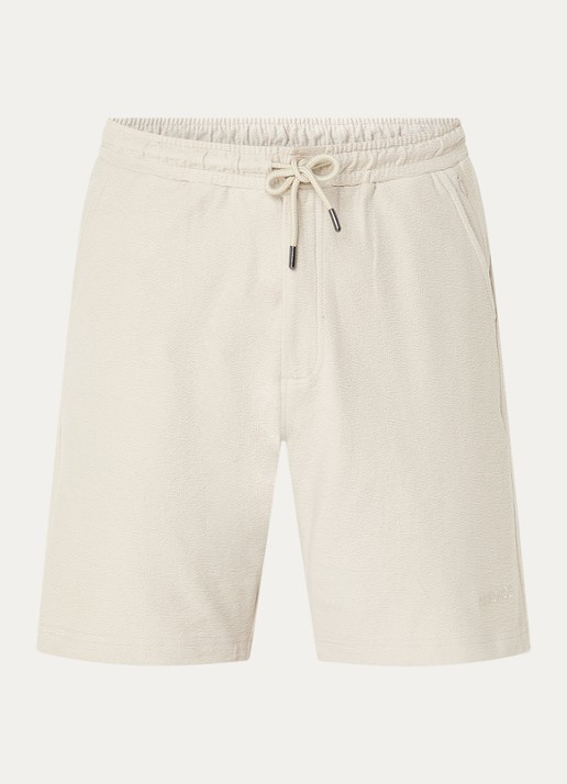 Airforce Fijngebreide straight fit korte broek van  katoen - voorkant 2 beige