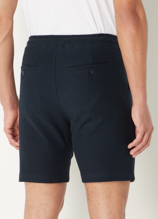 Airforce Fijngebreide straight fit korte broek van  katoen - achterkant donkerblauw