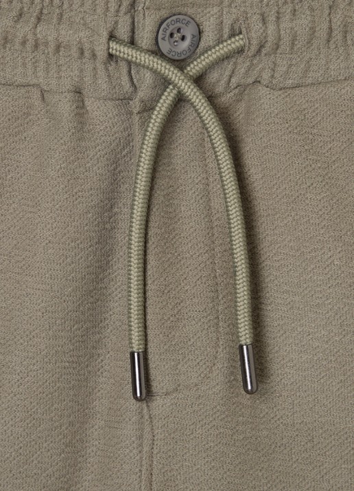 Airforce Fijngebreide straight fit korte joggingbroek van  katoen - detail olijfgroen