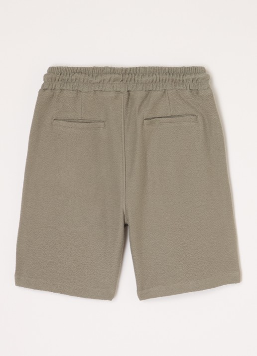 Airforce Fijngebreide straight fit korte joggingbroek van  katoen - voorkant 3 olijfgroen
