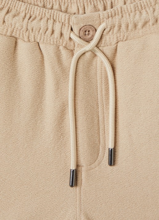 Airforce Fijngebreide straight fit korte joggingbroek van  katoen - detail beige