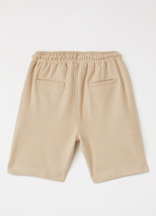 Airforce Fijngebreide straight fit korte joggingbroek van  katoen - voorkant 3 beige