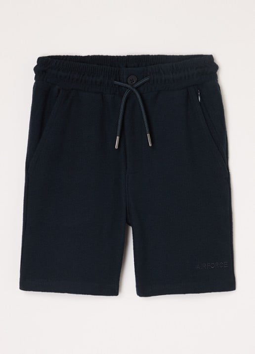 Airforce Fijngebreide straight fit korte joggingbroek van  katoen