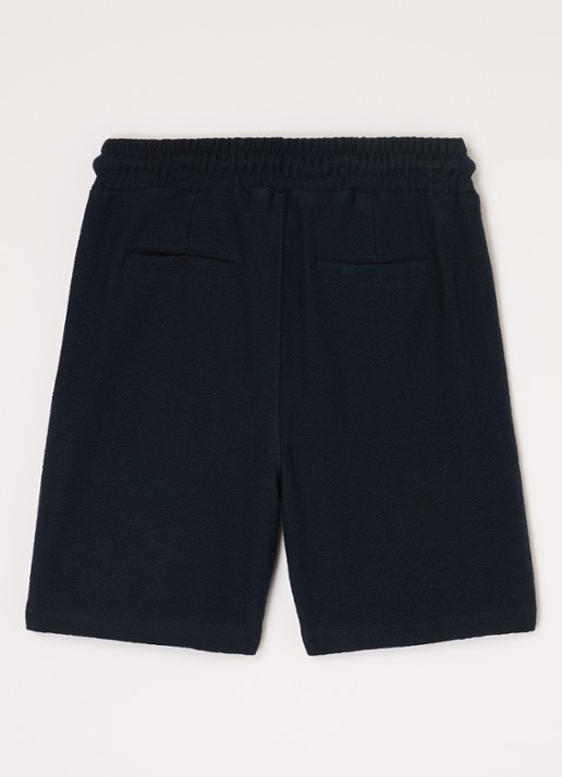 Airforce Fijngebreide straight fit korte joggingbroek van  katoen - voorkant 2 donkerblauw