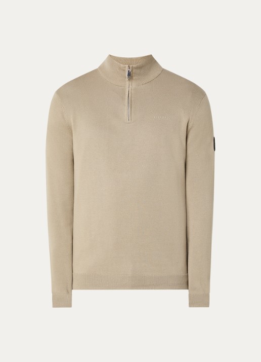 Airforce Fijngebreide trui met halve rits - voorkant 3 beige
