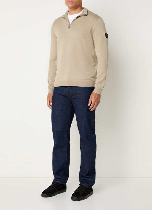 Airforce Fijngebreide trui met halve rits - voorkant 4 beige