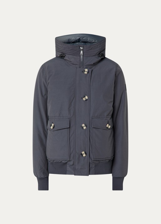 Airforce Gewatteerd bomberjack met capuchon en klepzakken - voorkant 2 indigo