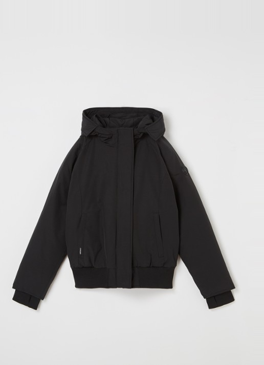 Airforce Gewatteerd bomberjack met capuchon - voorkant 2 zwart