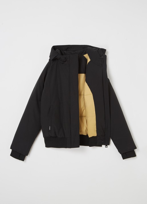 Airforce Gewatteerd bomberjack met capuchon - voorkant 3 zwart