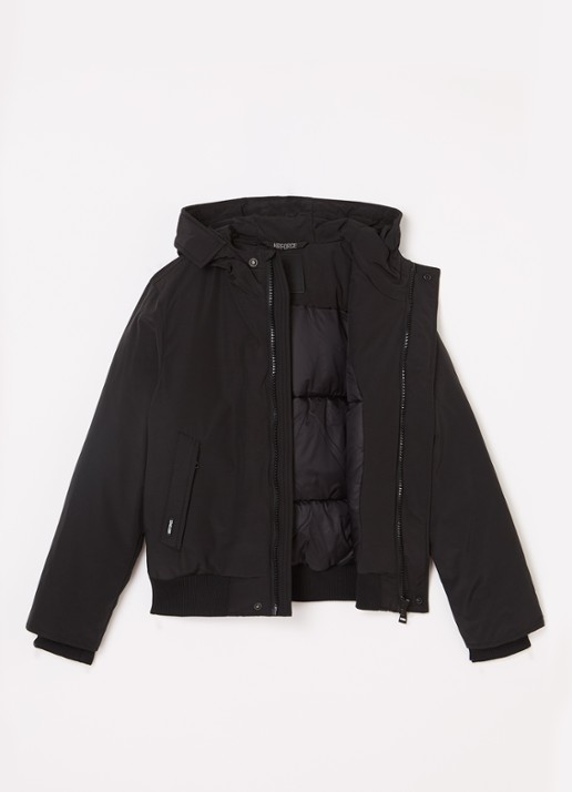 Airforce Gewatteerd bomberjack met capuchon - voorkant 3 zwart