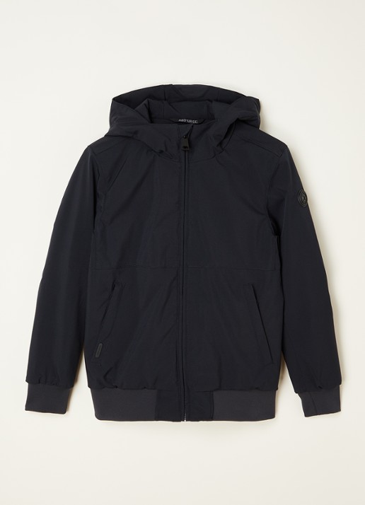 Airforce Gewatteerd bomberjack van softshell met capuchon - voorkant 2 donkerblauw