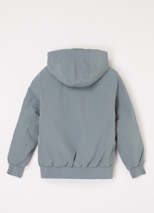 Airforce Gewatteerd bomberjack van softshell met capuchon - achterkant blauwgrijs
