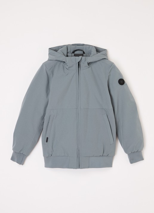 Airforce Gewatteerd bomberjack van softshell met capuchon - voorkant 2 blauwgrijs