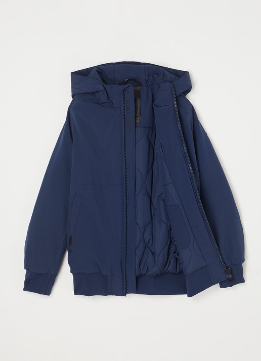 Airforce Gewatteerd bomberjack van softshell met capuchon - voorkant 3 kobaltblauw