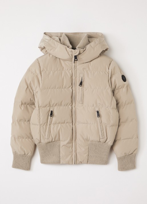 Airforce Gewatteerde bomberjack met capuchon - voorkant beige