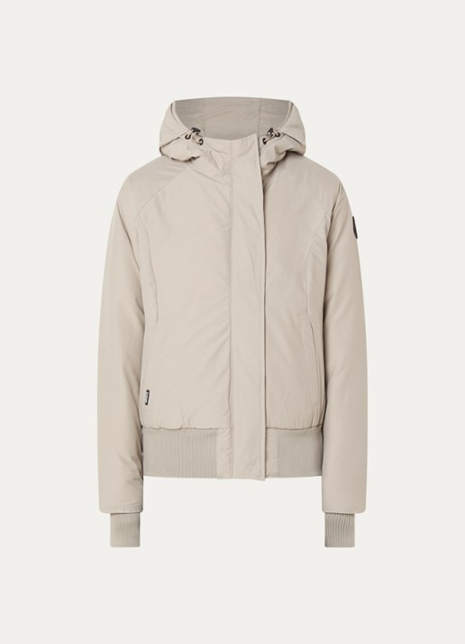 Airforce Gewatteerde jas met ritszakken en capuchon - voorkant beige