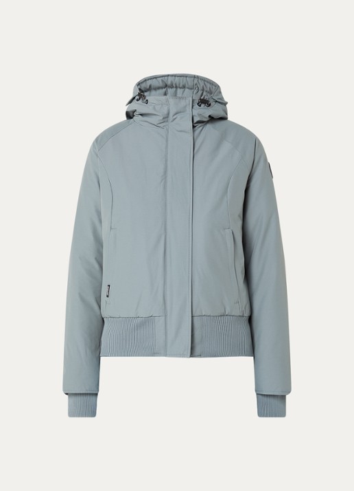 Airforce Gewatteerde jas met ritszakken en capuchon - voorkant blauw