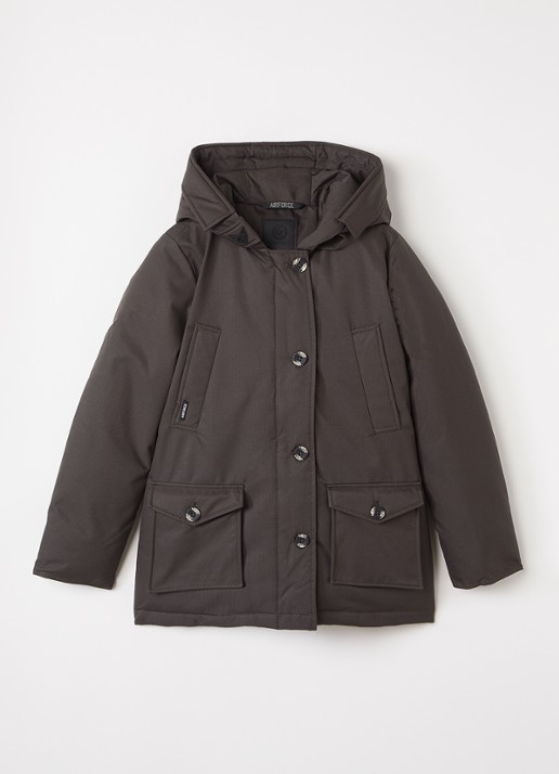 Airforce Gewatteerde parka met capuchon - voorkant donkerbruin
